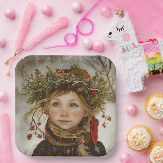 Old World Winter Child Pappteller (Party)