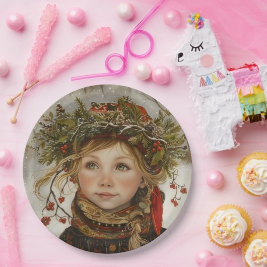 Old World Winter Child Pappteller (Party)