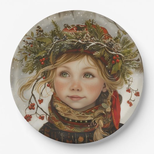 Old World Winter Child Pappteller (Vorderseite)
