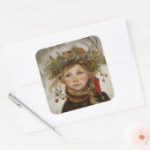 Old World Winter Child Quadratischer Aufkleber (Umschlag)