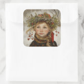 Old World Winter Child Quadratischer Aufkleber (Tasche)