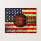 Old Worldof Acoustic Guitar / W American Flag Puzzle (Horizontal)
