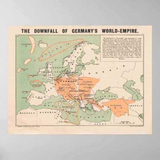 Old WWI Downfall of Germany Map (1917) Poster (Vorne)