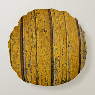 Old yellow door or fence with different paint, nat rundes kissen