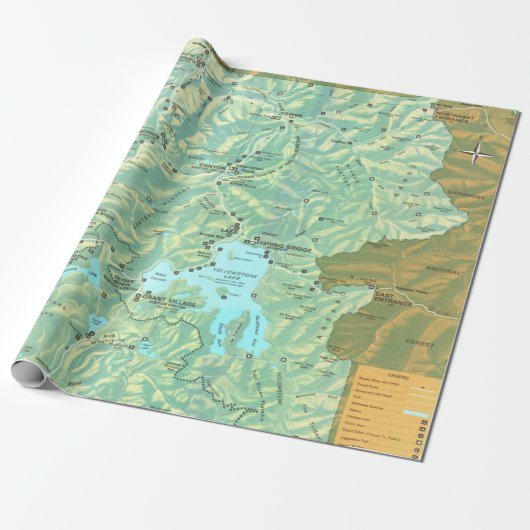 Old Yellowstone National Park Map (1972) Geschenkpapier (Ungerollt)