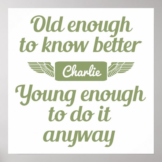 "Old & Young"-individuelle Name-Plakat Poster (Vorne)