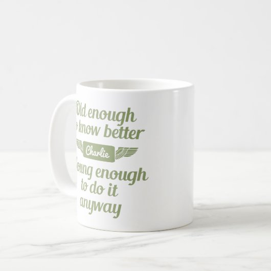 "Old & Young" individuelle Name Tasse (Vorderseite Links)