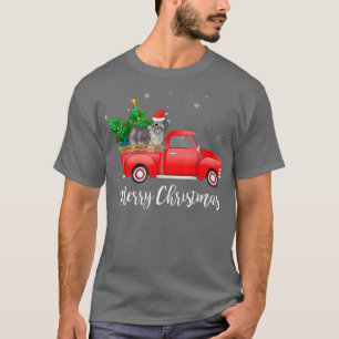 Olde English Sheepdog Dog Riding Red Truck Christm T-Shirt