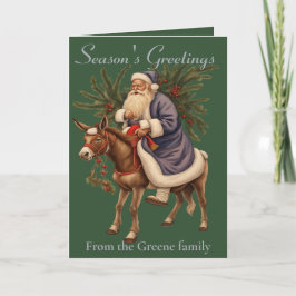 Olde German Father Christmas Riding A Donkey Karte