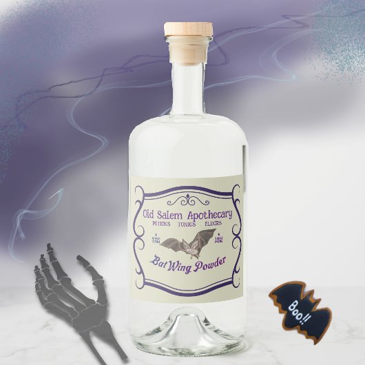 Olde Salem Apothecary BAT TONIC Alkoholflaschenetikett