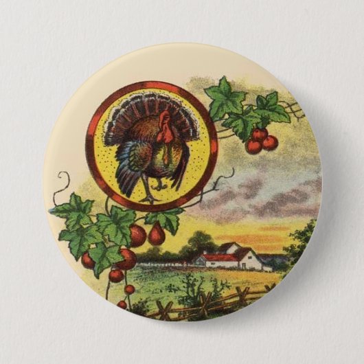 Olde Tyme Tom die Türkei Erntedank-Knopf-Button Button (Vorderseite)