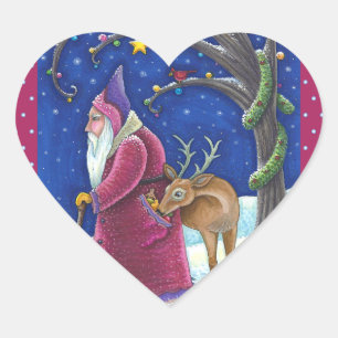 OLDE WORLD BELSNICKLE & HUNGRY REINDEER, CHRISTMAS Herz-Aufkleber