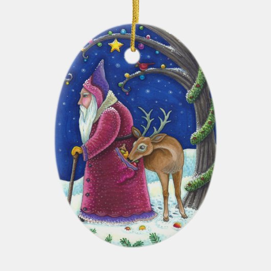 OLDE WORLD BELSNICKLE & HUNGRY REINDEER, CHRISTMAS KERAMIK ORNAMENT (Vorne)
