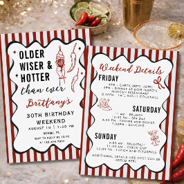 Older Wiser Hotter Red Birthday Weekend Itinerary Einladung