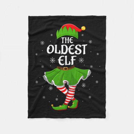 Oldest Elf Christmas Family Girls Women Elf Squad Fleecedecke (Vorderseite)