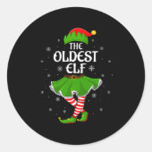 Oldest Elf Christmas Family Girls Women Elf Squad Runder Aufkleber (Vorderseite)