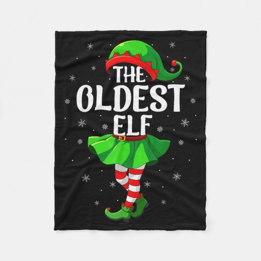 Oldest Elf Christmas Girls Women Elf Squad Xmas Fa Fleecedecke (Vorderseite)