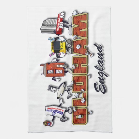 Oldham-Cartooncharaktere Geschirrtuch (Vertikal)