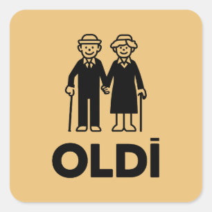 Oldi Birthday Quadratischer Aufkleber