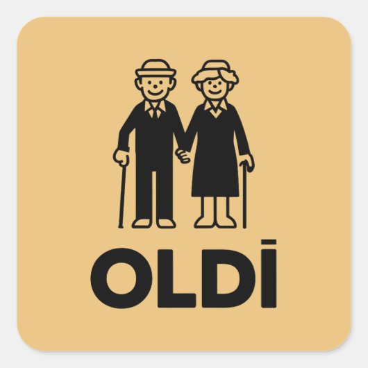 Oldi Birthday Quadratischer Aufkleber (Vorderseite)