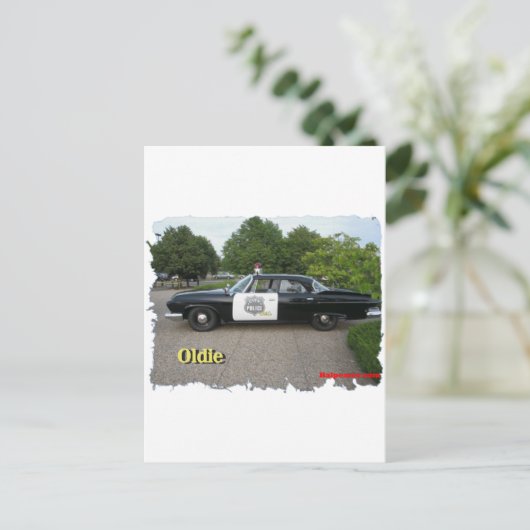 Oldie-Polizeiwagen Postkarte (Stehend Vorderseite)