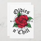 Oldies and Chill Compass Oldies Rote Rose Einladung (Vorne/Hinten)