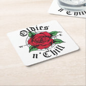 Oldies and Chill Compass Oldies Rote Rose Rechteckiger Pappuntersetzer (angewinkelt)