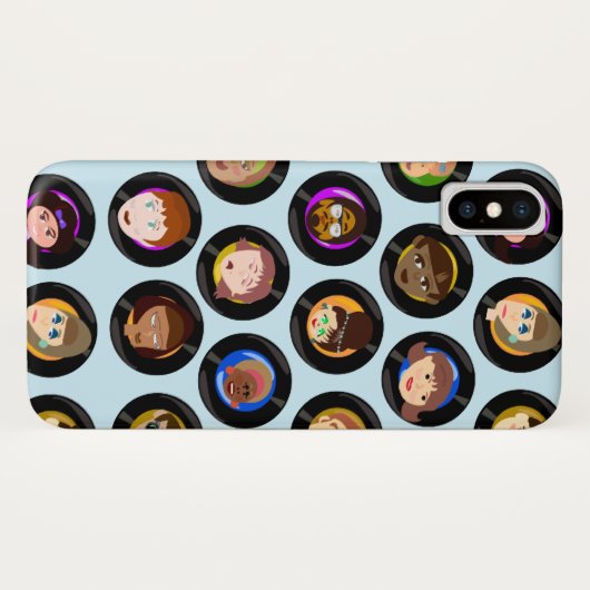 Oldies Cartoon Charakter Vinyl Platten Muster Case-Mate iPhone Hülle (Rückseite (Horizontal))