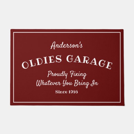 Oldies Garage jeden Namen Funny Sprichwort Red Doo Fußmatte (Vorderseite)