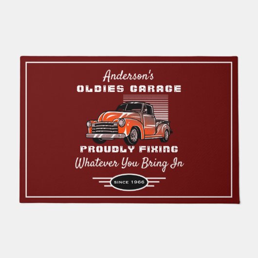Oldies Garage LKW Name Funny Sprichwort Red Fußmatte (Vorderseite)