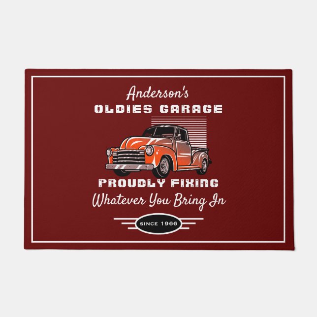 Oldies Garage LKW Name Funny Sprichwort Red Fußmatte (Vorderseite)