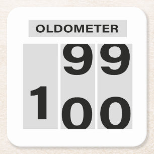 OLDOMETER 100. Geburtstag 99 bis 100 Rechteckiger Pappuntersetzer
