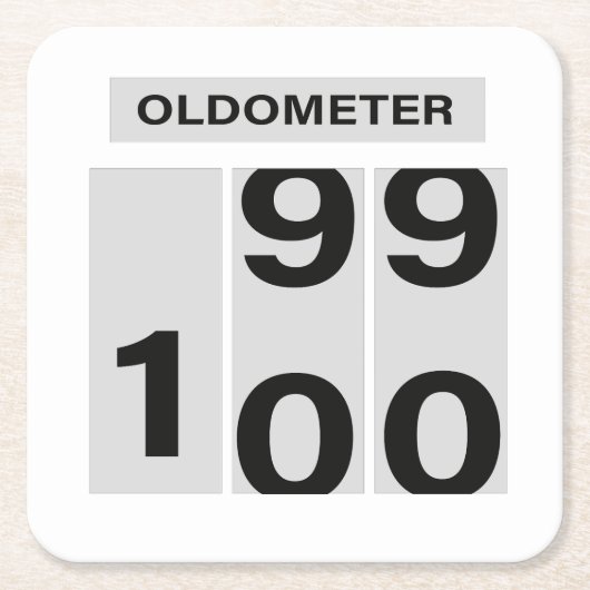 OLDOMETER 100. Geburtstag 99 bis 100 Rechteckiger Pappuntersetzer (Vorderseite)
