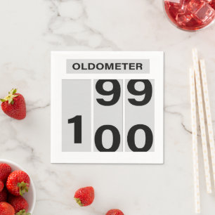 OLDOMETER 100. Geburtstag 99 bis 100 Serviette