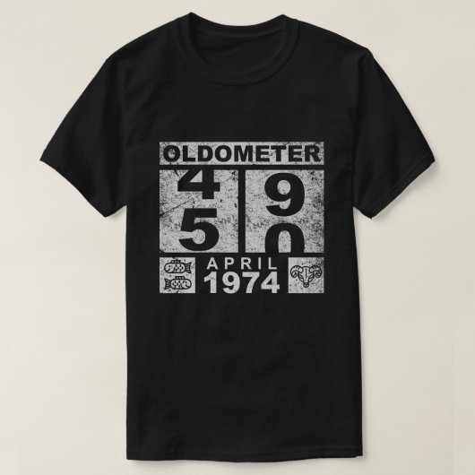 Oldometer 50 , april 1974 Funny Oldometer Geburtst T-Shirt (Design vorne)