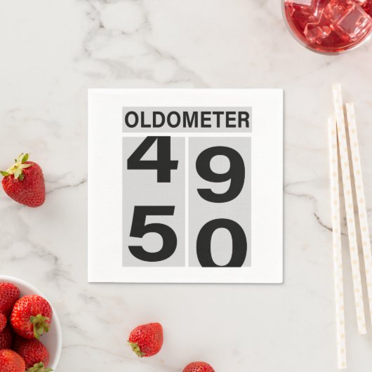 Oldometer 50. Geburtstag Serviette (Beispiel)