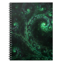 OldOnes Green and Black Spiral Fraktal Notebook
