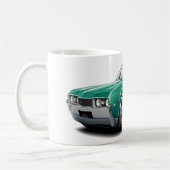 Olds 442 Aquamarin-Weißes Auto 1968 Kaffeetasse (Links)