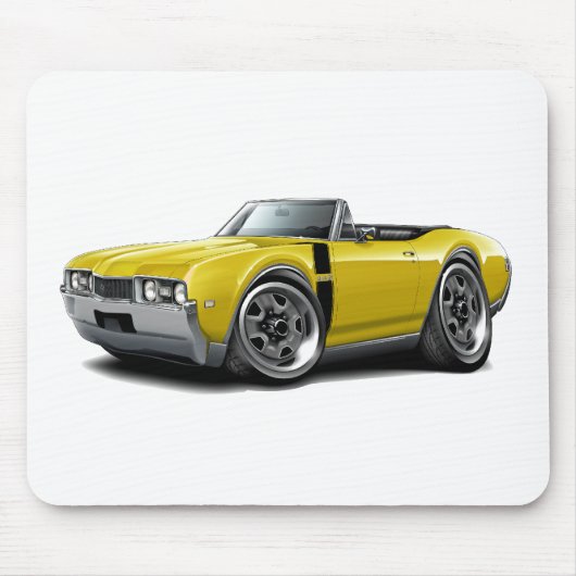 Olds 442 Gelb-Schwarzes Kabriolett 1968 Mousepad (Vorne)