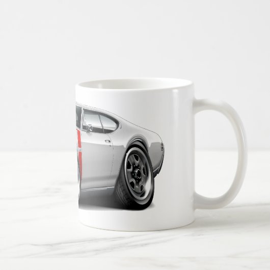 Olds 442 Weiß-Rotes Auto 1968 Kaffeetasse (Rechts)