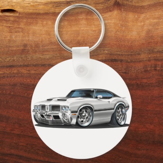 Olds Cutlass 442 White Car Schlüsselanhänger (Vorderseite)