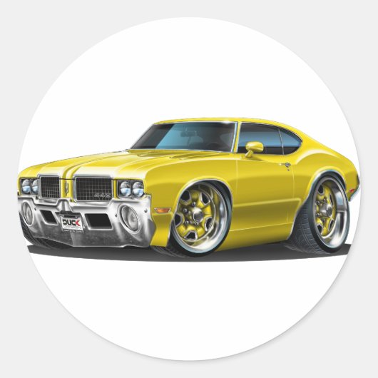 Olds Cutlass Yellow Car Runder Aufkleber (Vorderseite)