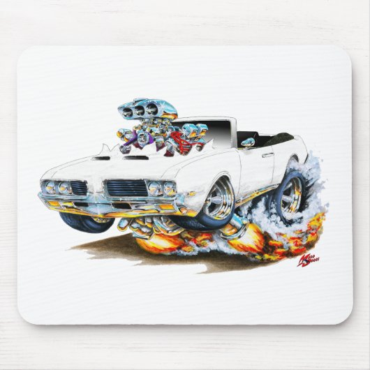 Olds Macheten-weißes Kabriolett 1969 Mousepad (Vorne)