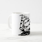 Olds Skool Tätowierungs-Segelschiff-Marine Kaffeetasse (Vorderseite Links)