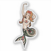 Oldschool Mermaid Tattoo Aufkleber (Vorderseite)