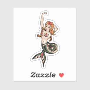 Oldschool Mermaid Tattoo Aufkleber