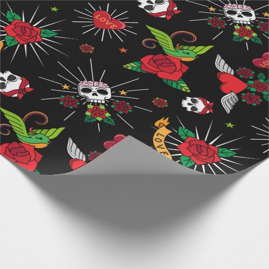 Oldschool Tattoos Geschenkpapier (Ecke)