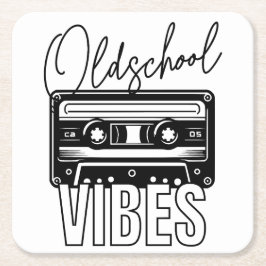 Oldschool Vibes retro vintage Audiokassette Rechteckiger Pappuntersetzer