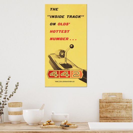 Oldsmobile 442 - Vintage Ordneransicht Poster (Küche)