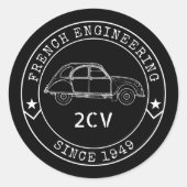 Oldtimer 2CV Abzeichen Engineering Emblem Runder Aufkleber (Vorderseite)